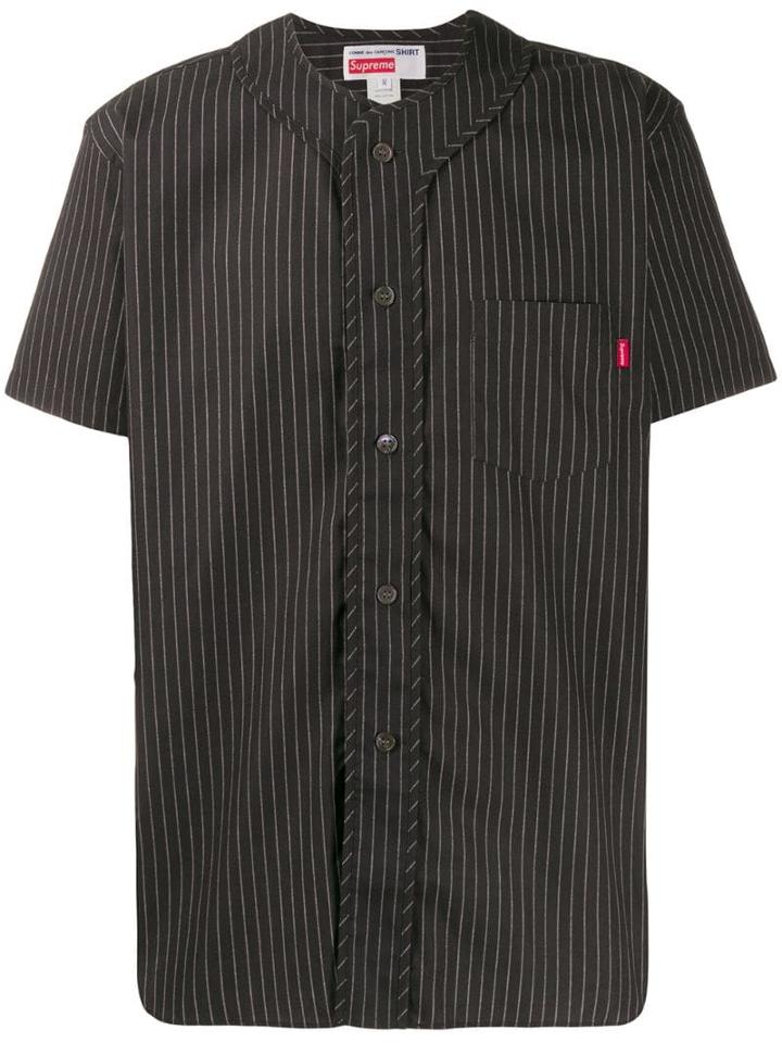 Supreme Cdg Pinstriped Baseball Top - Black