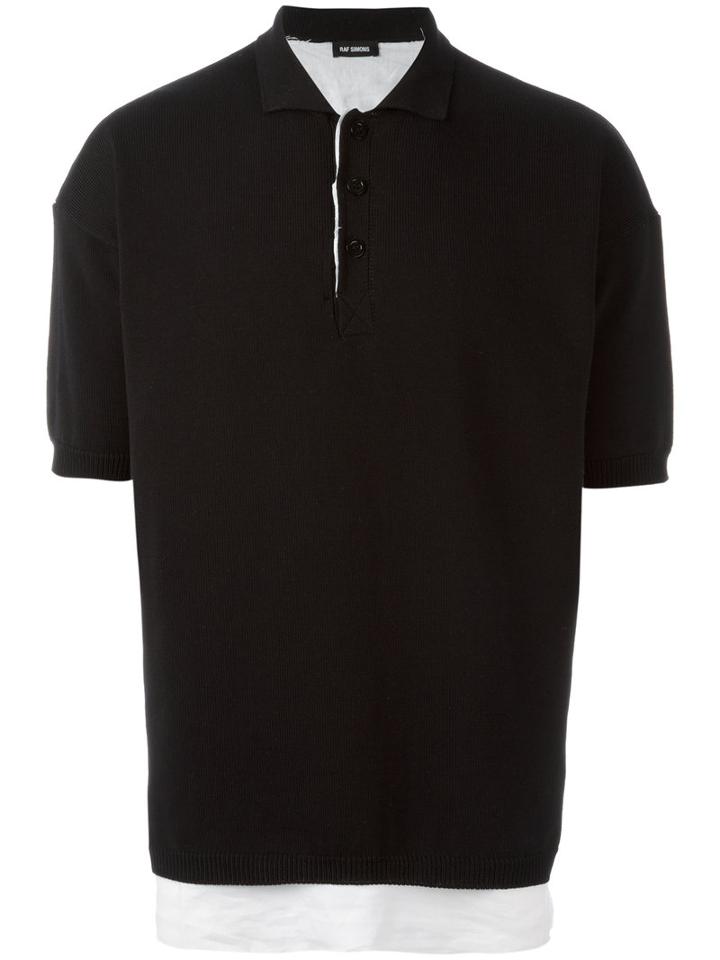 Raf Simons Classic Polo Shirt, Men's, Size: Large, Black, Cotton/linen/flax