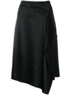 Cédric Charlier Draped Asymmetric Skirt - Black