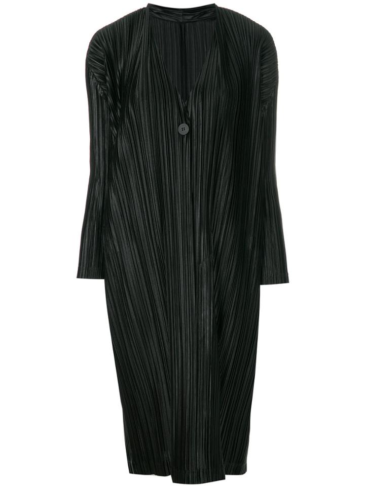 Pleats Please By Issey Miyake Long Pleated Cardigan - Black