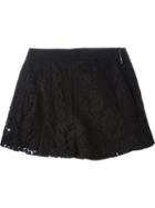 Msgm Floral Lace Shorts, Women's, Size: 42, Black, Cotton/polyamide/polyester/viscose