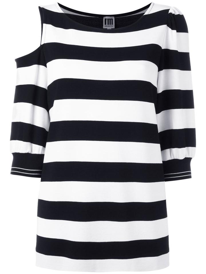 I'm Isola Marras Striped Cold Shoulder Top, Women's, Size: Large, Black, Spandex/elastane/viscose/polyimide