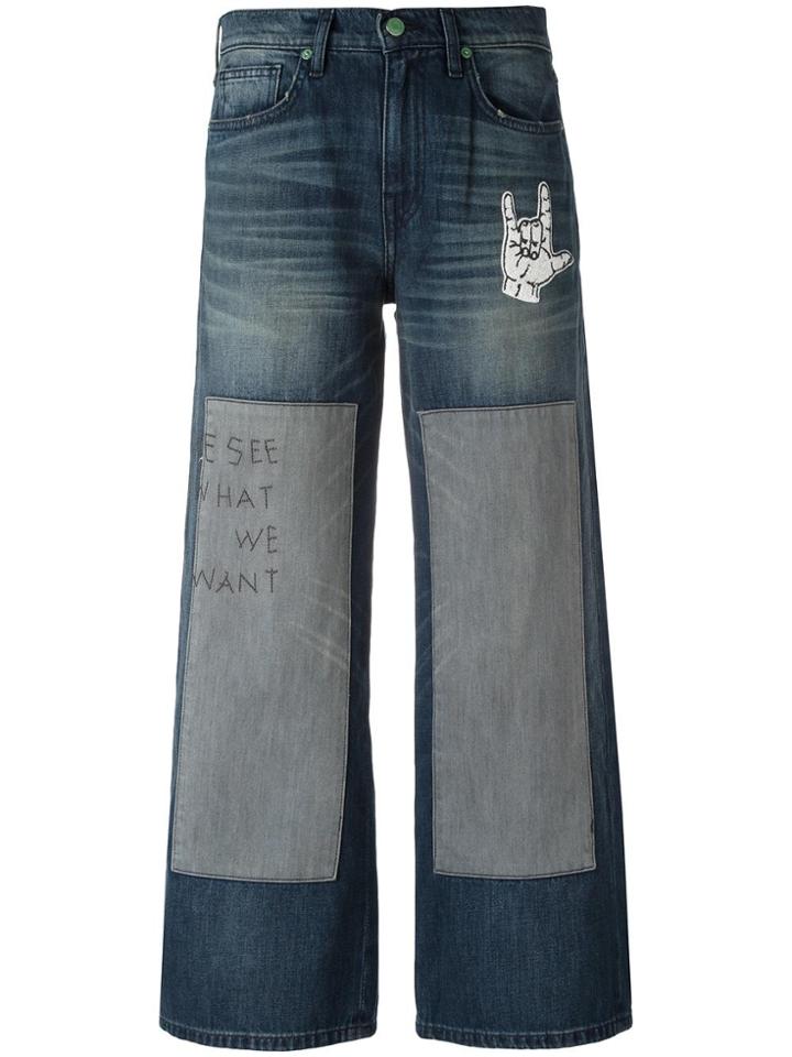 Sandrine Rose Embroidered Patchwork Jeans - Blue