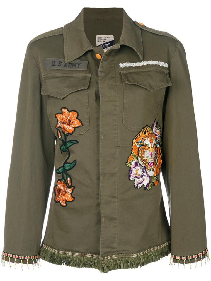 History Repeats Embroidered Fitted Jacket - Green