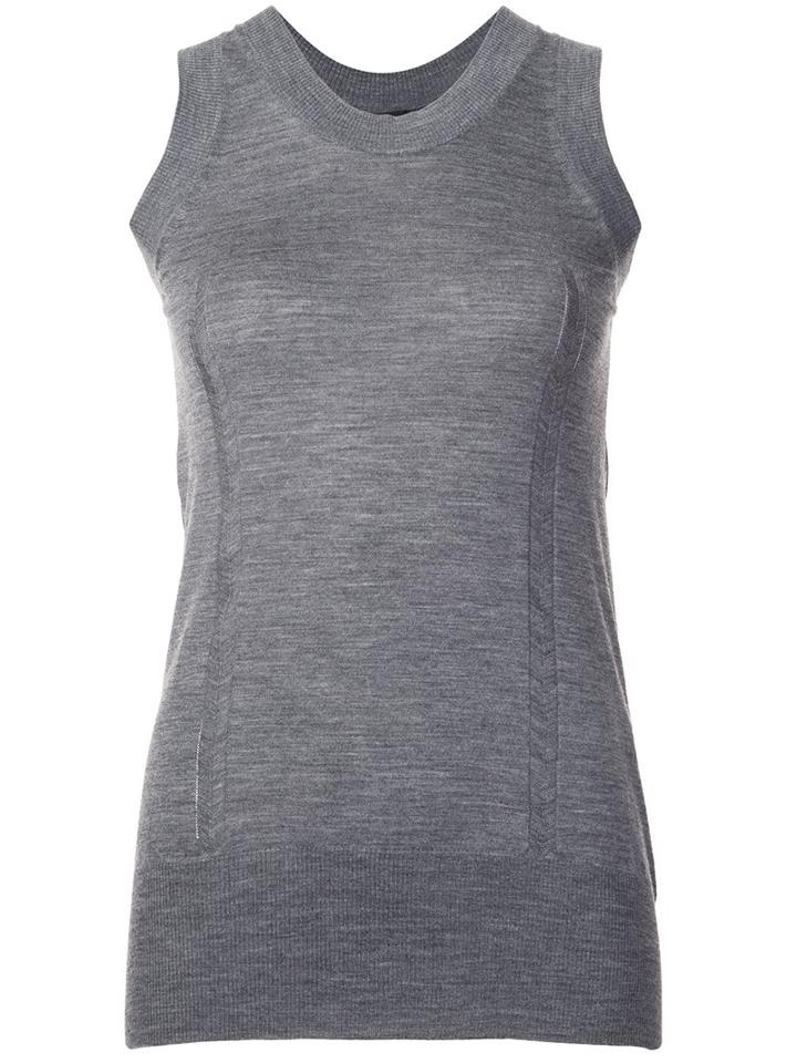 Vera Wang Tulle Insert Tank, Women's, Size: Xs, Grey, Elastodiene/polyamide/virgin Wool