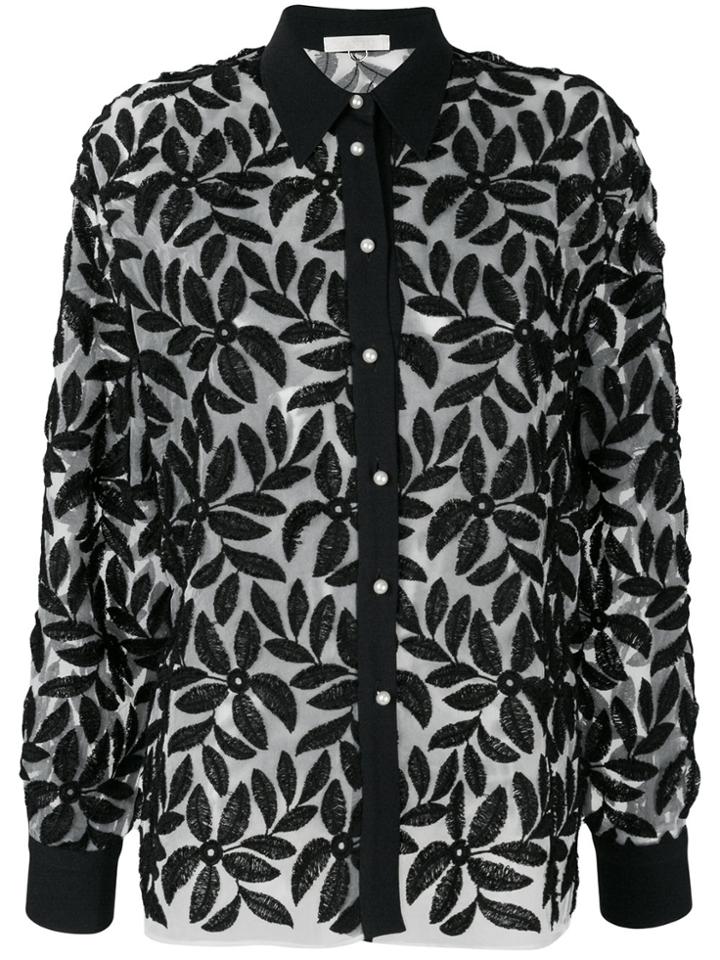 Mantu Floral Appliqué Shirt - Black