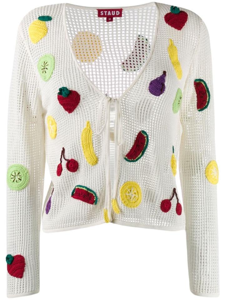 Staud Fruit Knit Cardigan - White