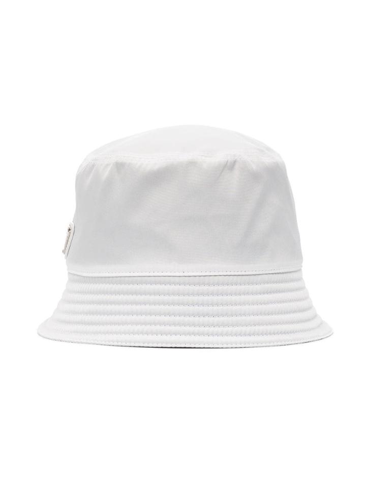 Prada White Logo Bucket Hat