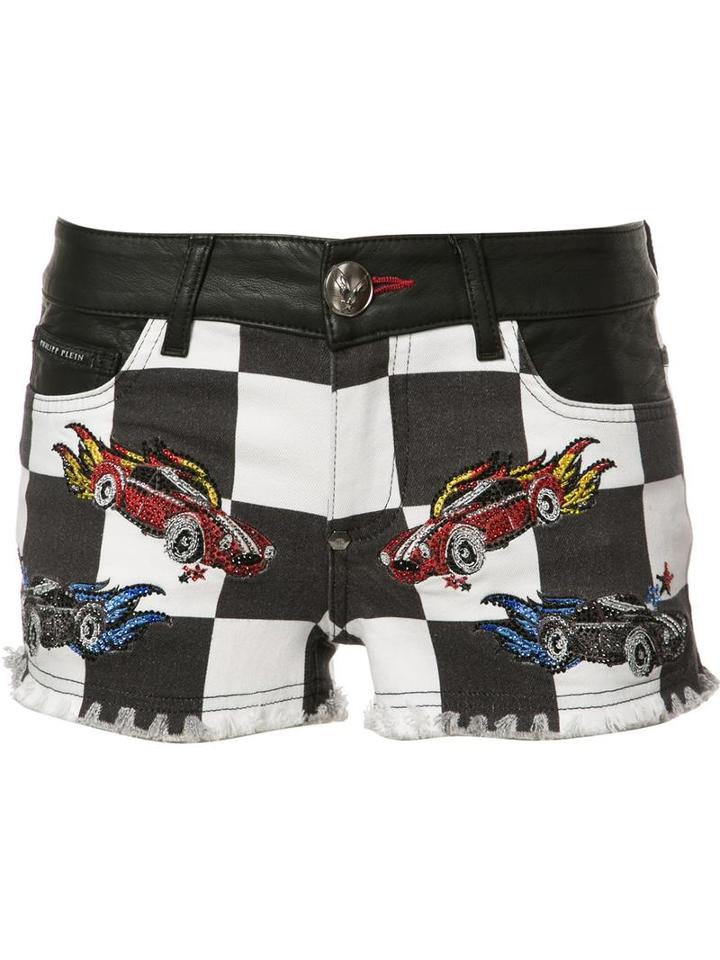 Philipp Plein Narcissia Denim Shorts, Women's, Size: 27, Black, Cotton/spandex/elastane/artificial Leather