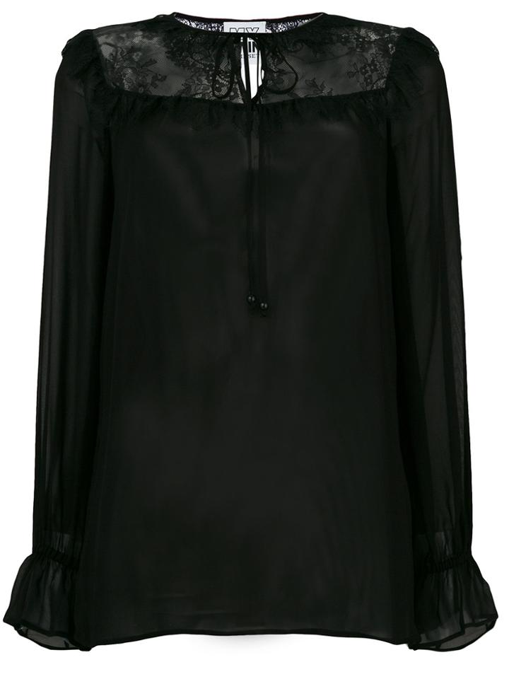 Twin-set Lace Panel Blouse - Black