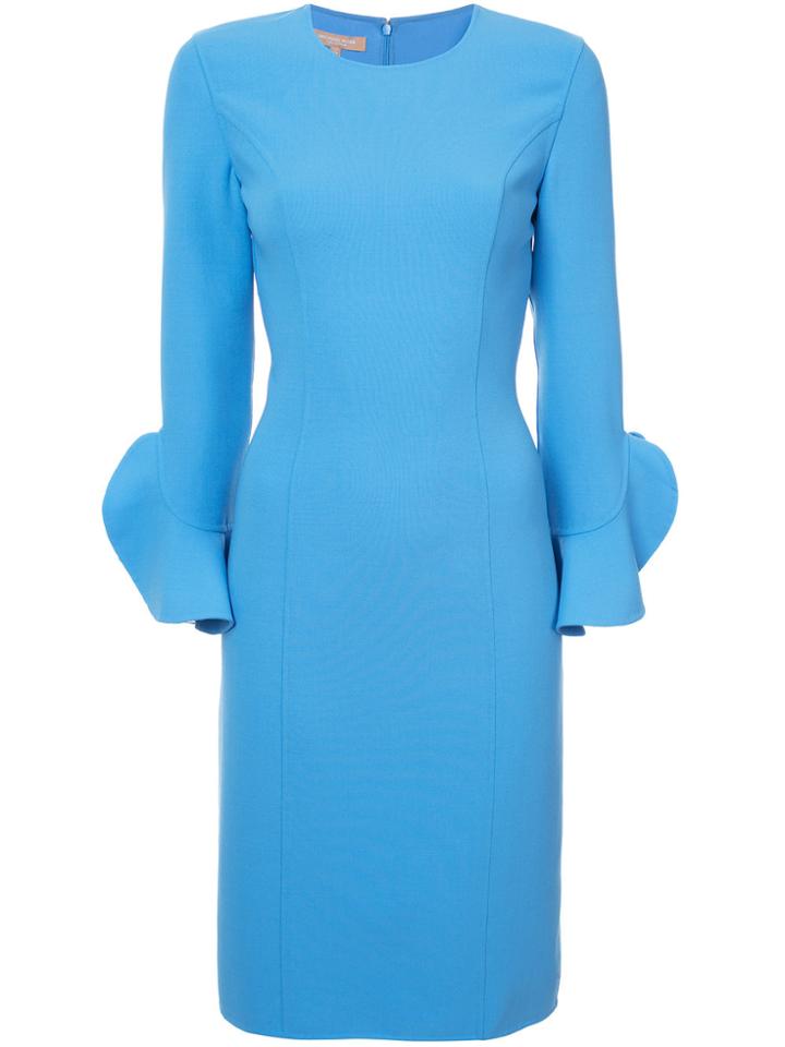 Michael Kors Collection Ruffled Sleeves Fitted Dress - Blue