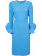 Michael Kors Collection Ruffled Sleeves Fitted Dress - Blue