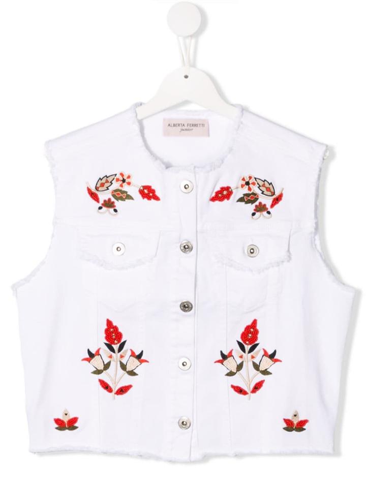 Alberta Ferretti Kids Teen Denim Waistcoat - White