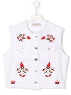 Alberta Ferretti Kids Teen Denim Waistcoat - White