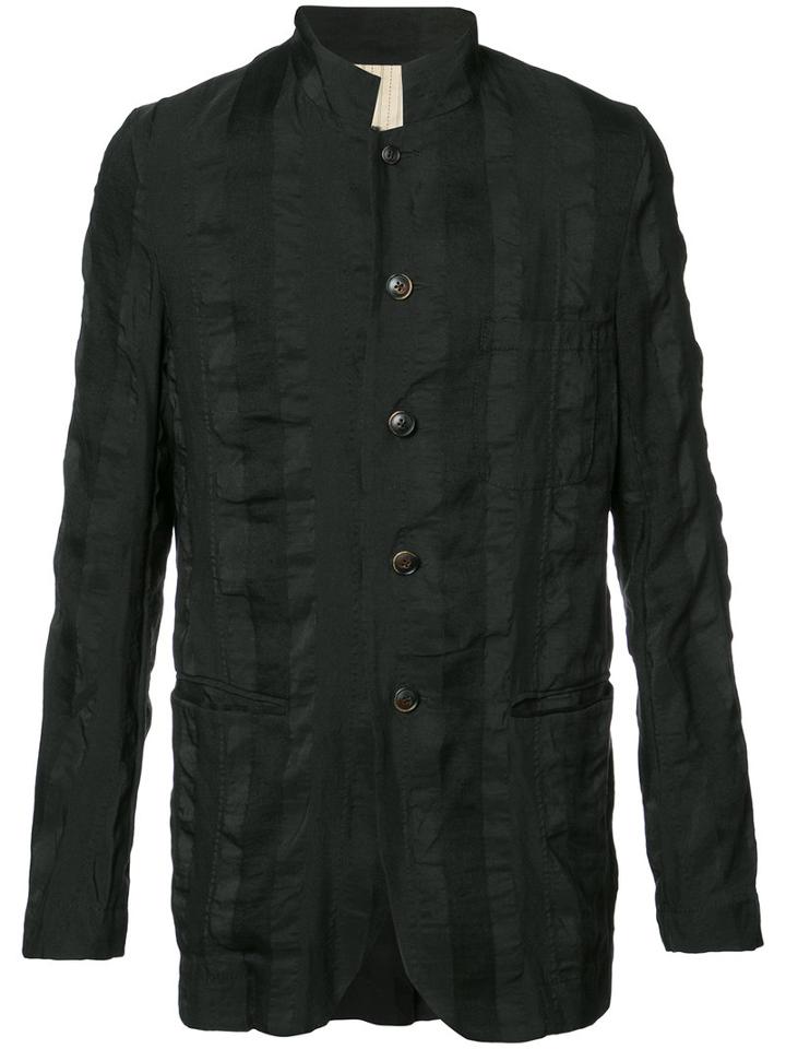 Uma Wang Button Up Fitted Jacket, Men's, Size: Medium, Black, Linen/flax/polyester