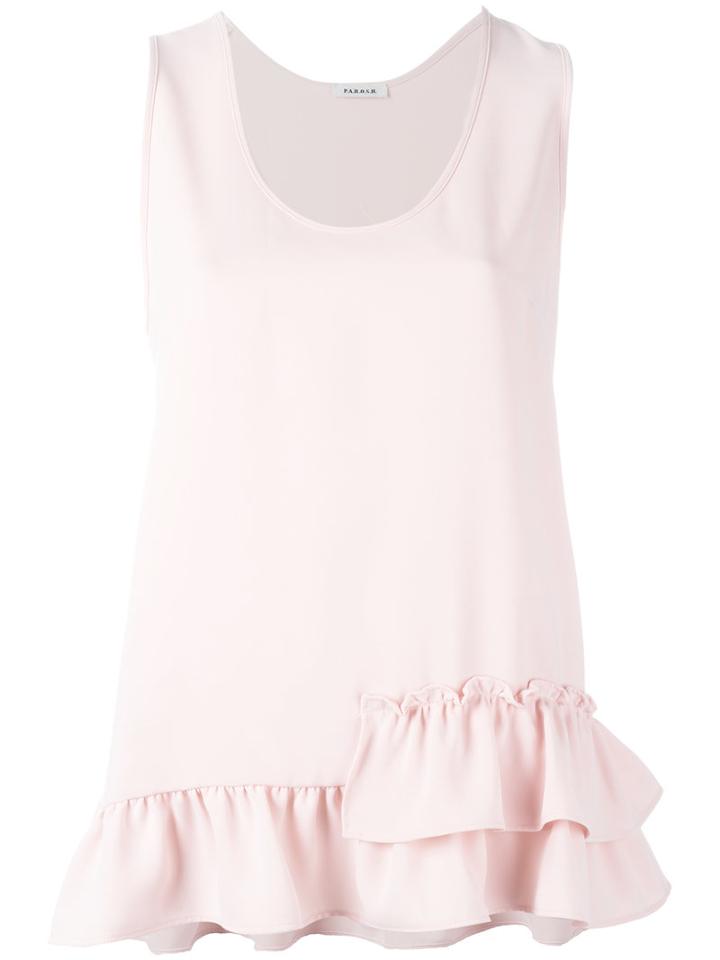 P.a.r.o.s.h. Ruffle Hem Tank, Women's, Size: Xs, Pink/purple, Polyester