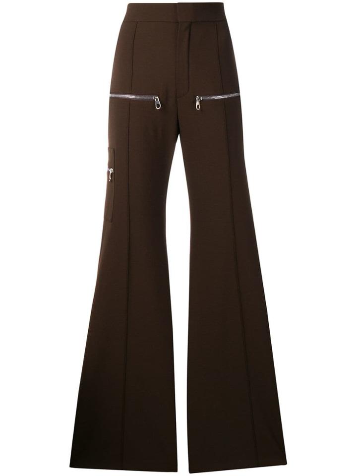 Chloé Zip-detail Flared Trousers - Brown