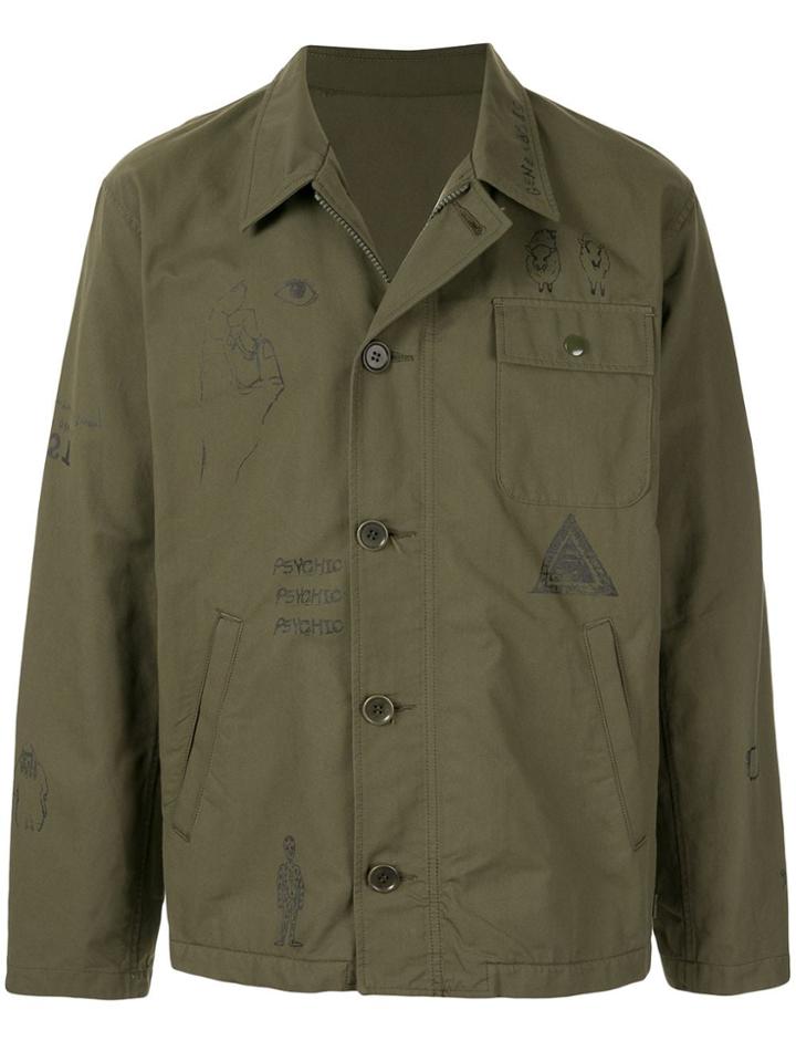 Johnundercover Psychic-print Shirt Jacket - Green