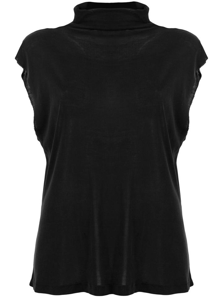 Unravel Project Roll-neck Mock Tank - Black