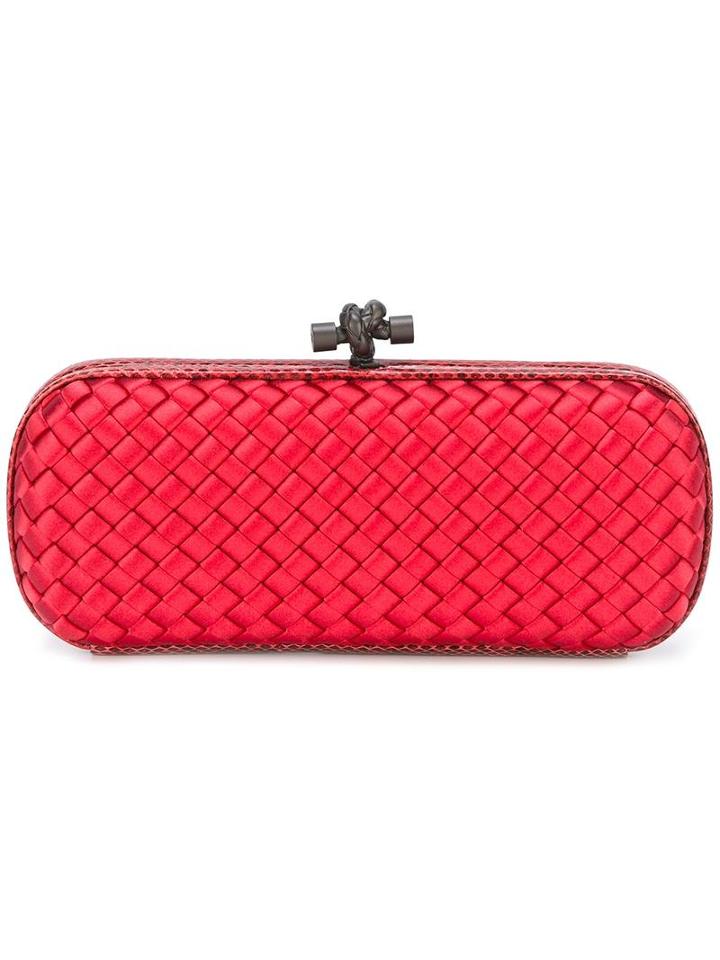 Bottega Veneta Intrecciato Stretch Knot Clutch, Women's, Red, Viscose