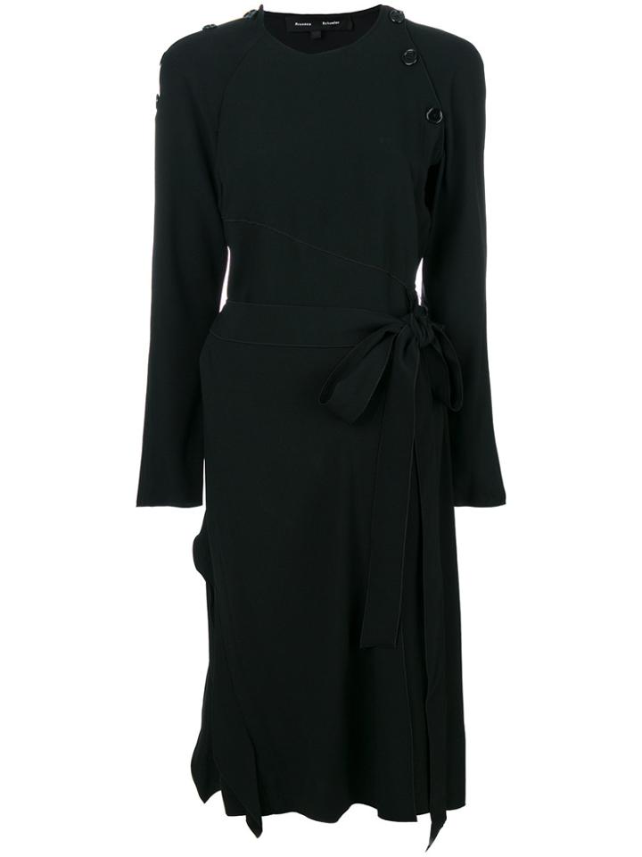 Proenza Schouler Off Shoulder Wrap Dress With Button Detail - Black