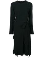Proenza Schouler Off Shoulder Wrap Dress With Button Detail - Black
