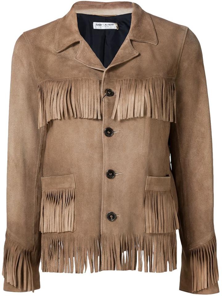 Saint Laurent Curtis Jacket, Women's, Size: 36, Brown, Goat Skin