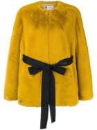 Lanvin Faux Fur Belted Jacket - Yellow