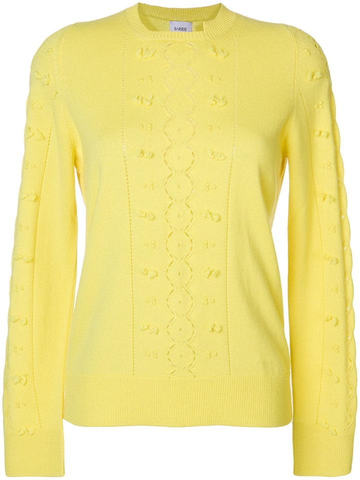 Barrie Fluttering Lace Cashmere Round Neck Pullover - Yellow & Orange