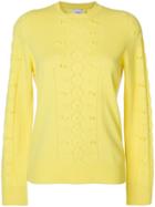 Barrie Fluttering Lace Cashmere Round Neck Pullover - Yellow & Orange
