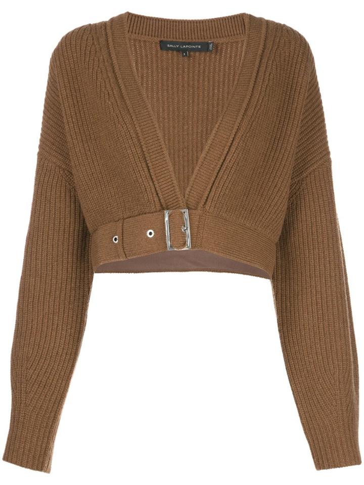 Sally Lapointe Cropped Knitted Top - Brown