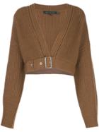 Sally Lapointe Cropped Knitted Top - Brown