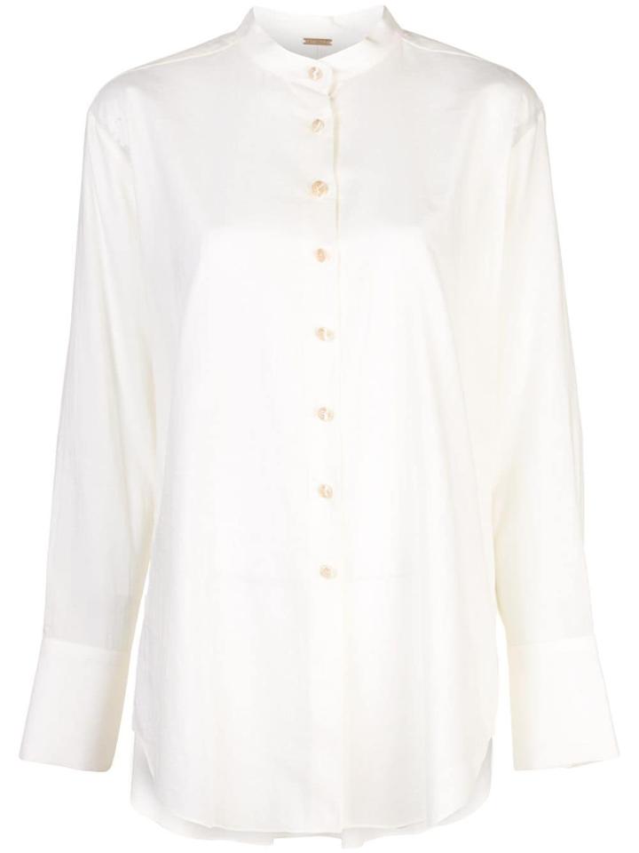 Adam Lippes Oversized Band Collar Shirt - White