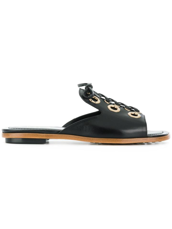 Tod's Rivet Detail Sliders - Black