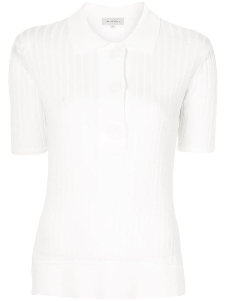 Lee Mathews Ribbed Polo Top - White