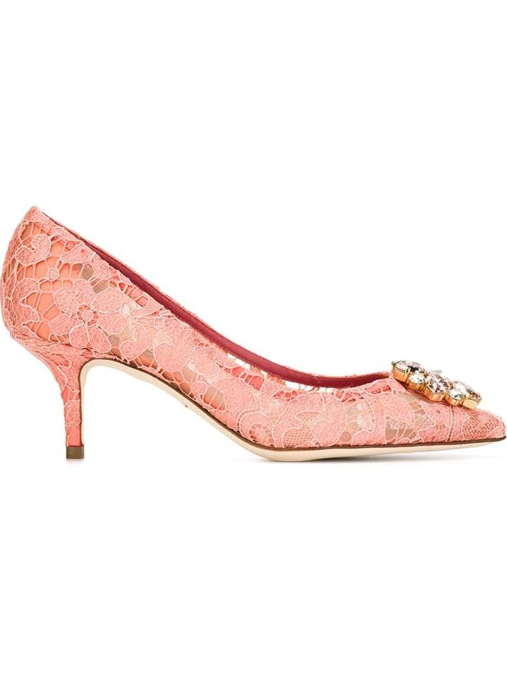 Dolce & Gabbana Belluci Pumps, Women's, Size: 34, Pink/purple, Viscose/cotton/polyamide/leather