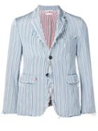 Thom Browne Distressed Tricolor Stripe Sport Coat - Blue