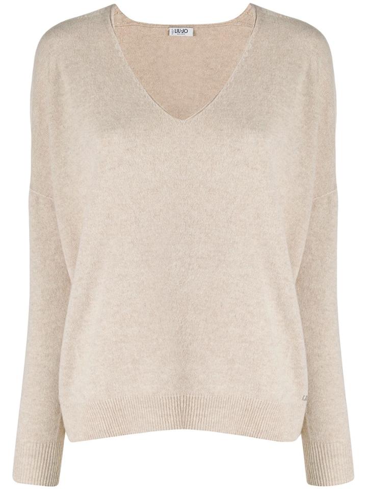 Liu Jo V-neck Knit Sweater - Neutrals