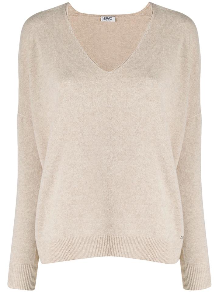 Liu Jo V-neck Knit Sweater - Neutrals