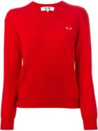 Comme Des Garçons Play - Embroidered Heart Sweater - Women - Wool - M, Women's, Red, Wool