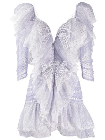 Raisavanessa Butterfly Embellished Mini Dress - Purple