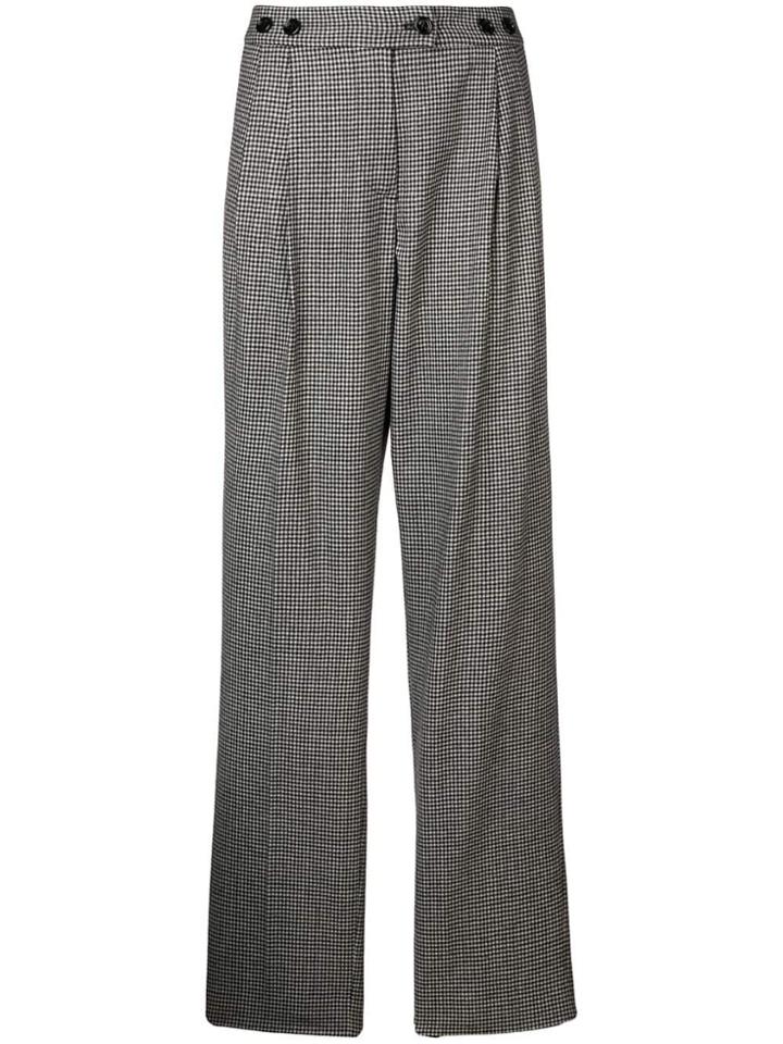 Moschino Vintage 1990's Houndstooth Straight Trousers - Black