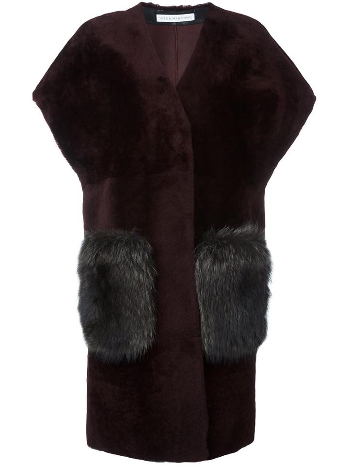 Inès & Maréchal 'amsterdam' Gillet, Women's, Size: 40, Pink/purple, Lamb Skin/racoon Fur