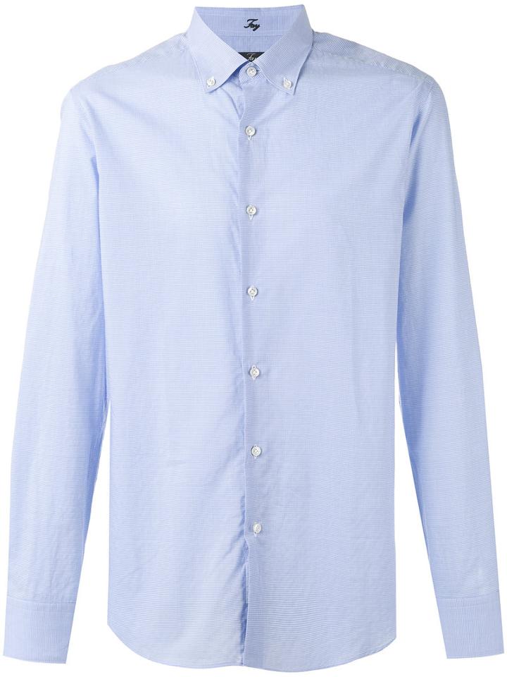 Fay Checked Shirt, Men's, Size: 43, Blue, Cotton/polyamide/spandex/elastane