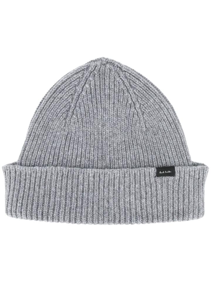 Paul Smith Logo Patch Beanie - Grey