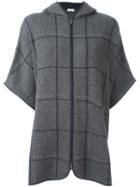 Brunello Cucinelli Knitted Zip-up Poncho, Women's, Size: Medium, Grey, Silk/polyester/cashmere/brass