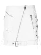 Manokhi - Off-center Zip Fastening Skirt - Women - Lamb Skin/polyester/viscose - 36, White, Lamb Skin/polyester/viscose