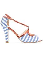 Lenora Striped Sandals - Blue