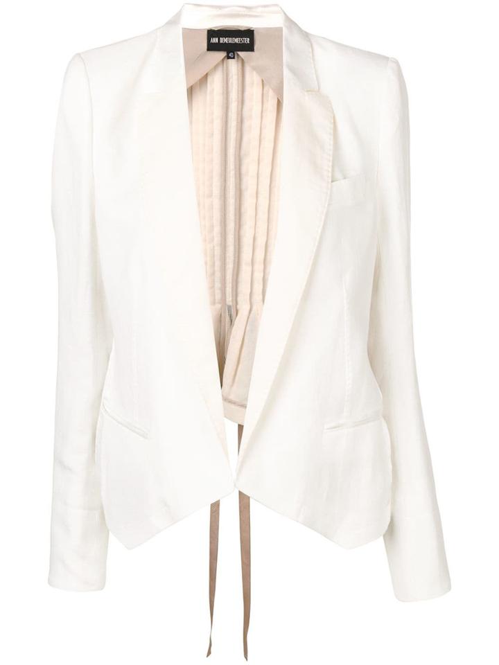 Ann Demeulemeester Pleated Blazer - White