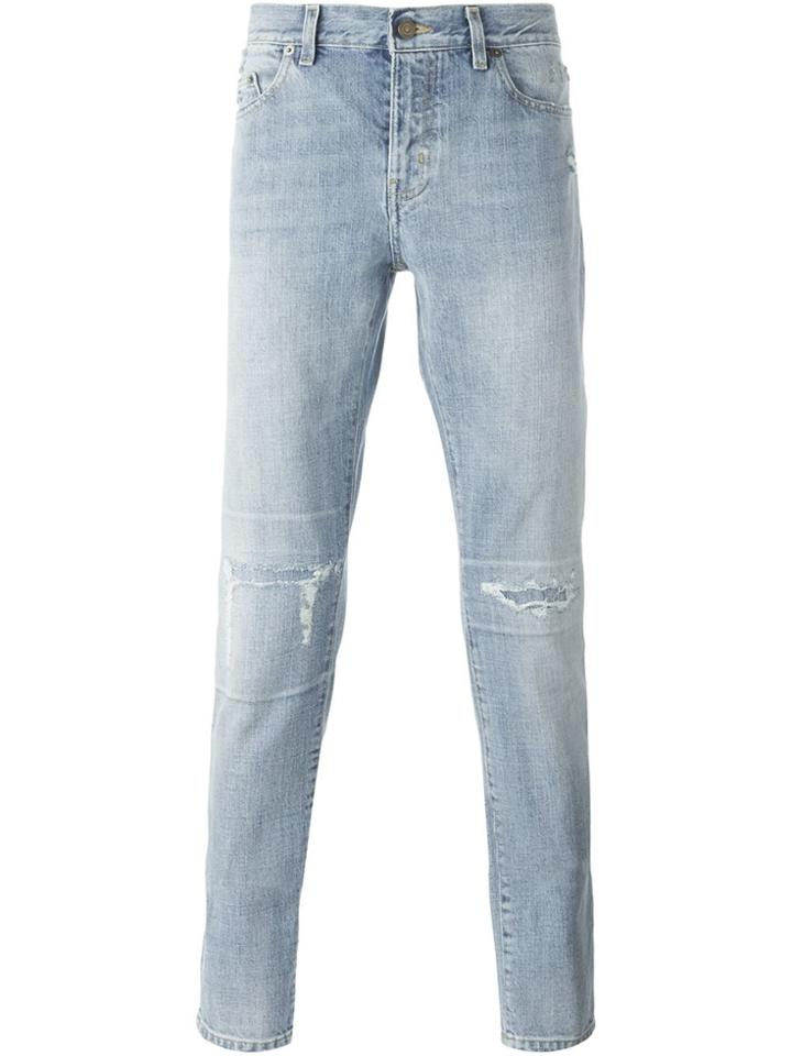Saint Laurent Stonewashed Slim-fit Jeans - Blue